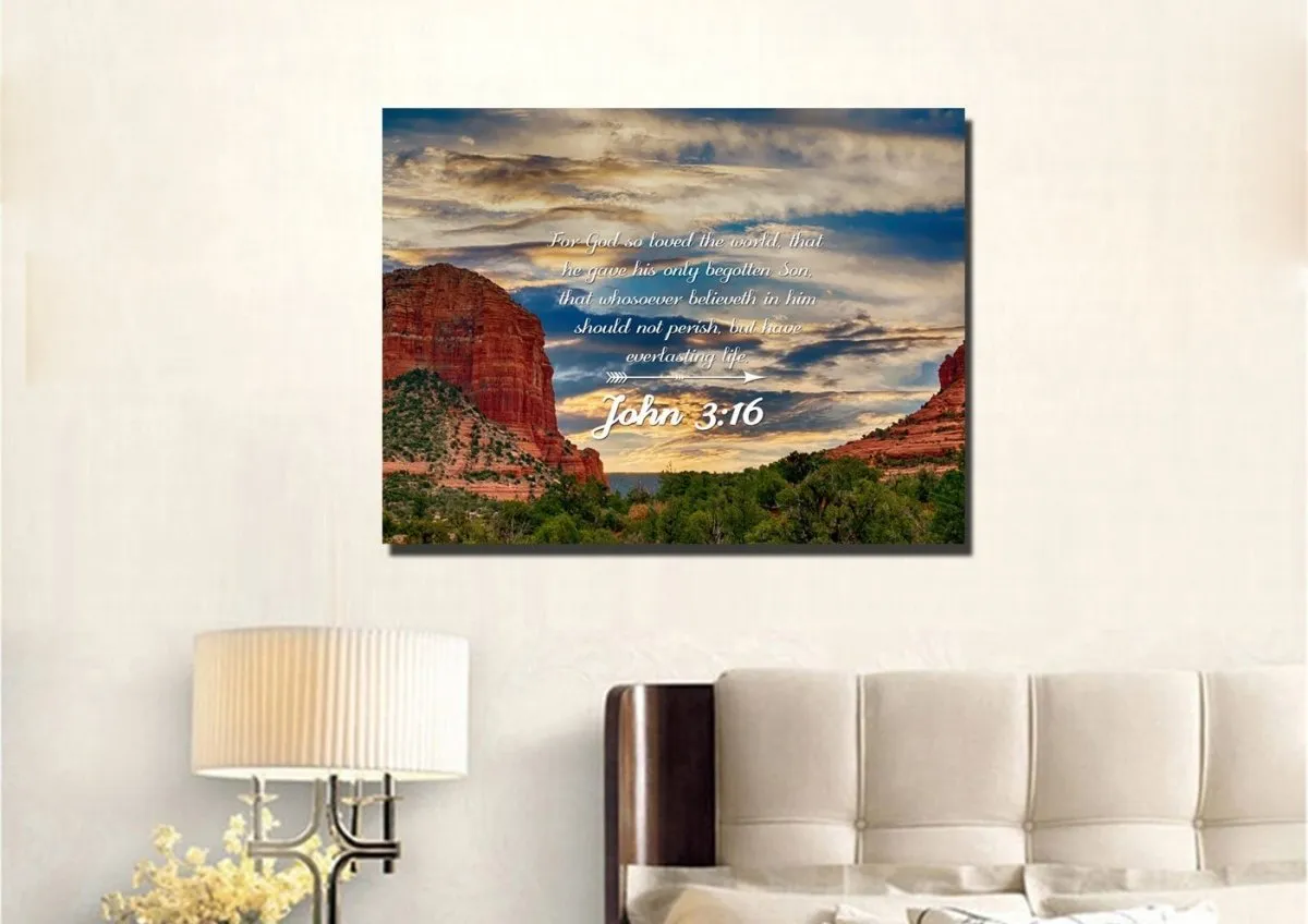 John 316 Kjv #21 Bible Verse Canvas Wall Art - Christian Canvas Wall Art