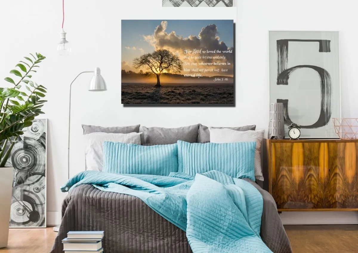 John 316 Niv #11 Bible Verse Canvas Wall Art - Christian Canvas Wall Art
