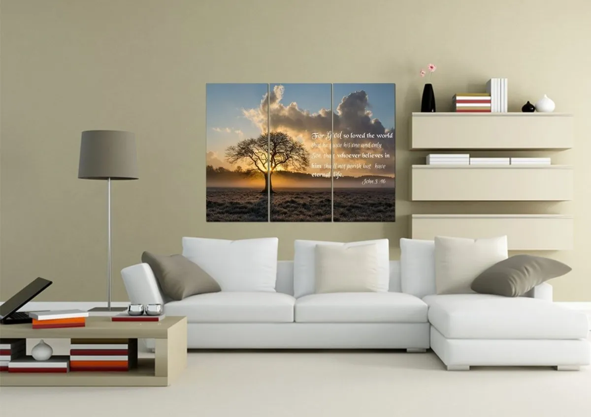 John 316 Niv #11 Bible Verse Canvas Wall Art - Christian Canvas Wall Art