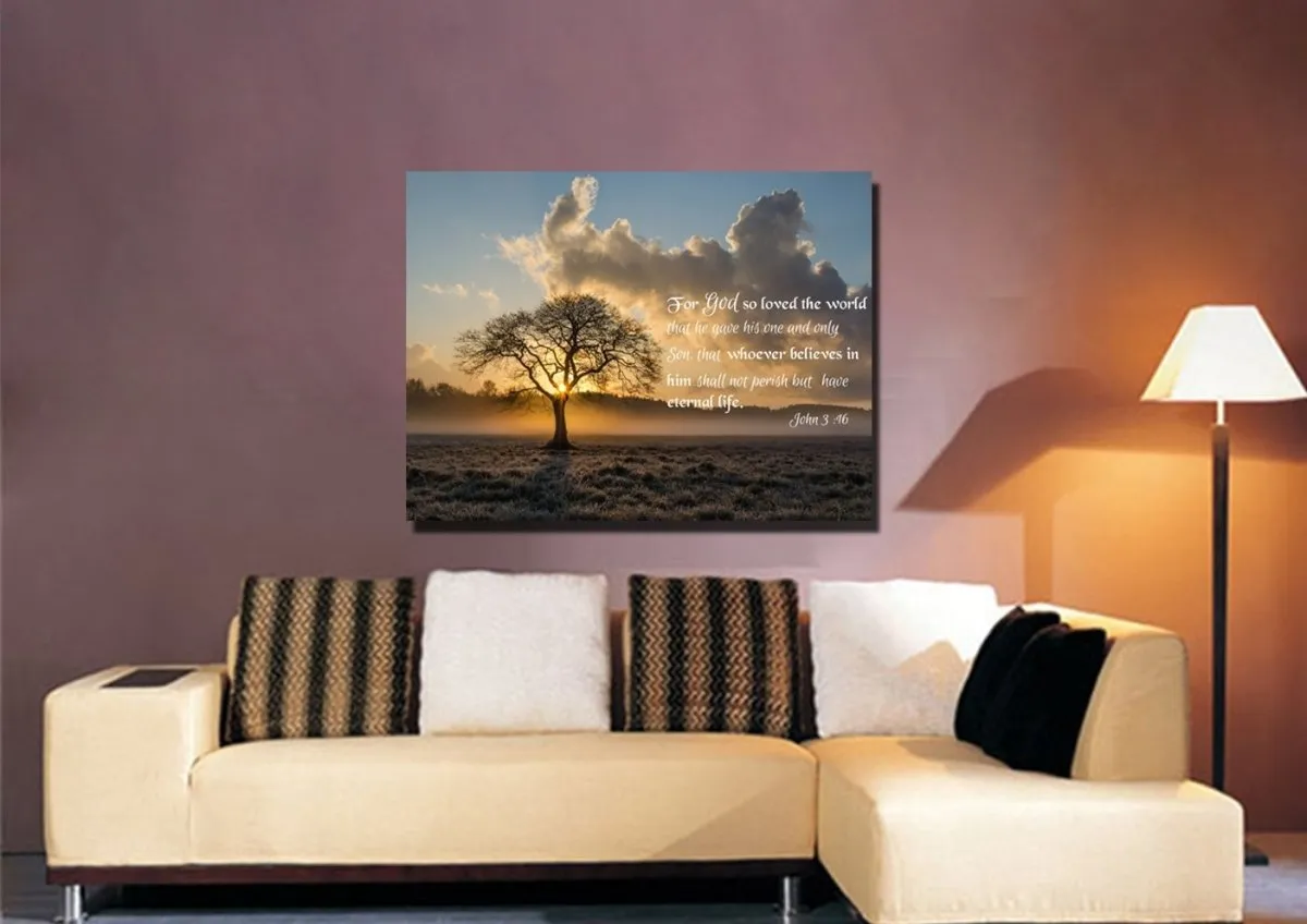 John 316 Niv #11 Bible Verse Canvas Wall Art - Christian Canvas Wall Art