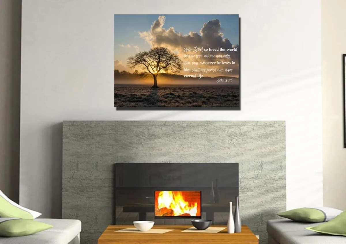 John 316 Niv #11 Bible Verse Canvas Wall Art - Christian Canvas Wall Art