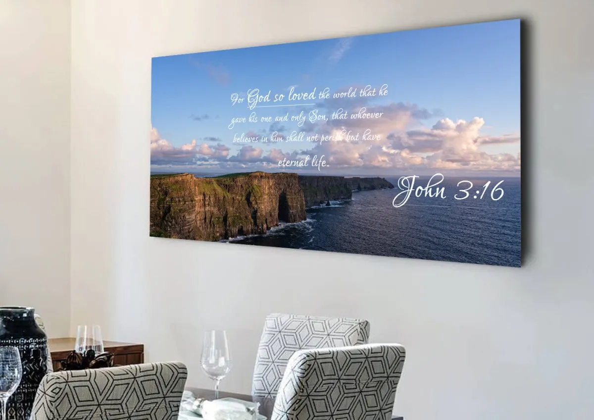 John 316 Niv #12 Bible Verse Canvas Wall Art - Christian Canvas Wall Art