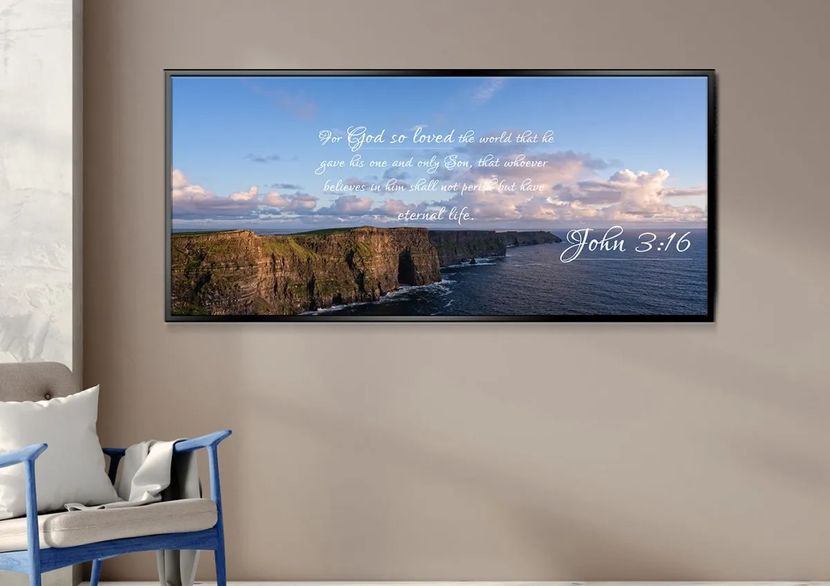 John 316 Niv #12 Bible Verse Canvas Wall Art - Christian Canvas Wall Art