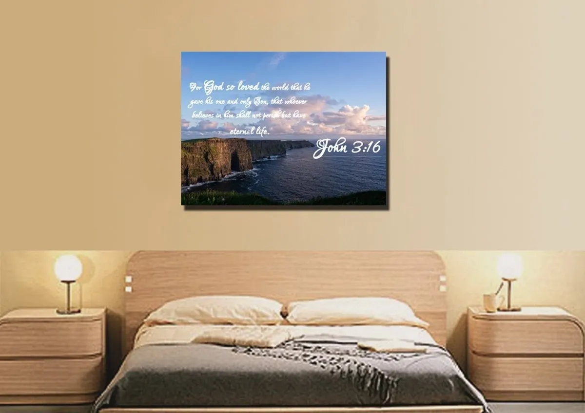 John 316 Niv #12 Bible Verse Canvas Wall Art - Christian Canvas Wall Art