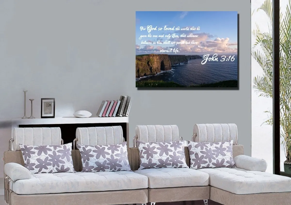 John 316 Niv #12 Bible Verse Canvas Wall Art - Christian Canvas Wall Art