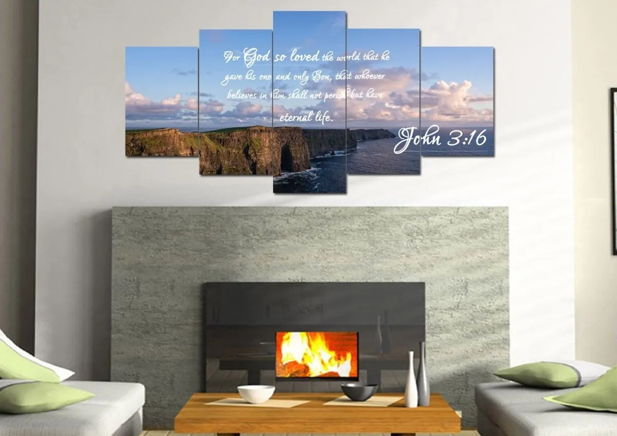 John 316 Niv #12 Bible Verse Canvas Wall Art - Christian Canvas Wall Art