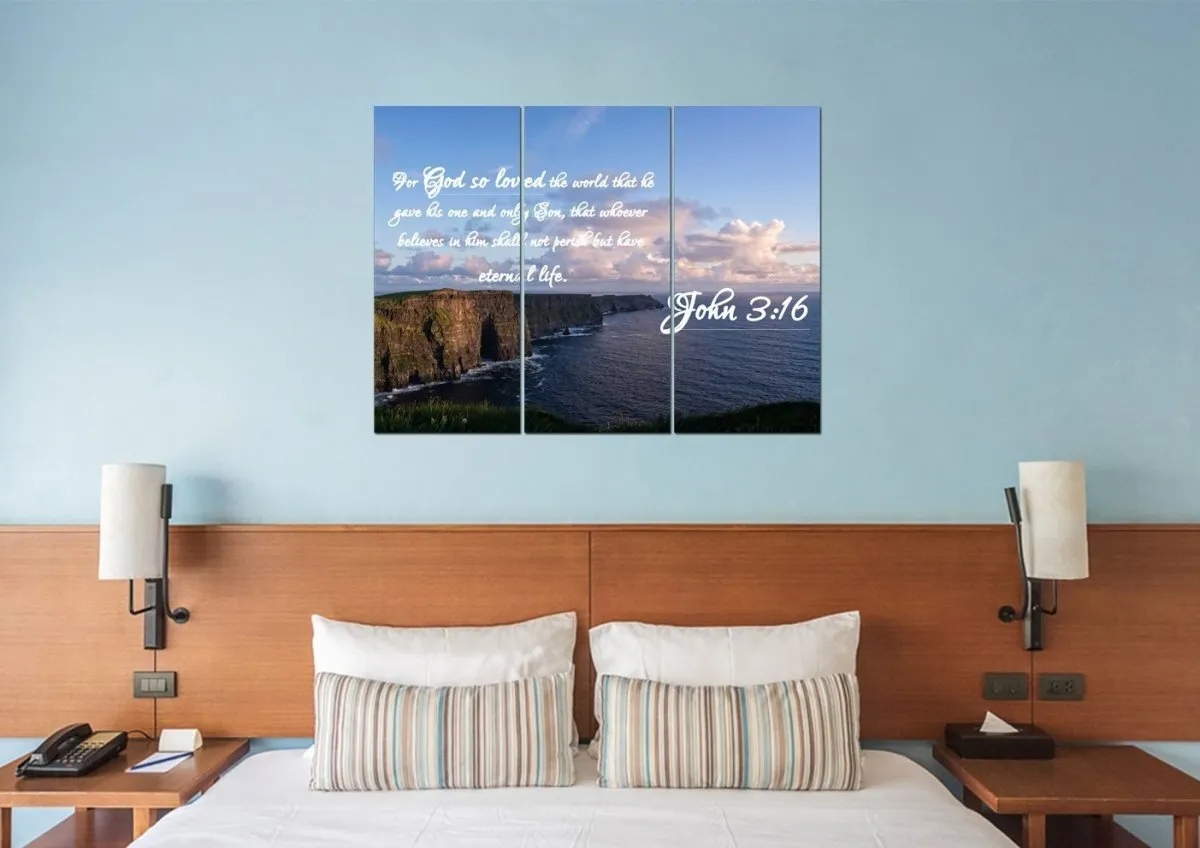 John 316 Niv #12 Bible Verse Canvas Wall Art - Christian Canvas Wall Art