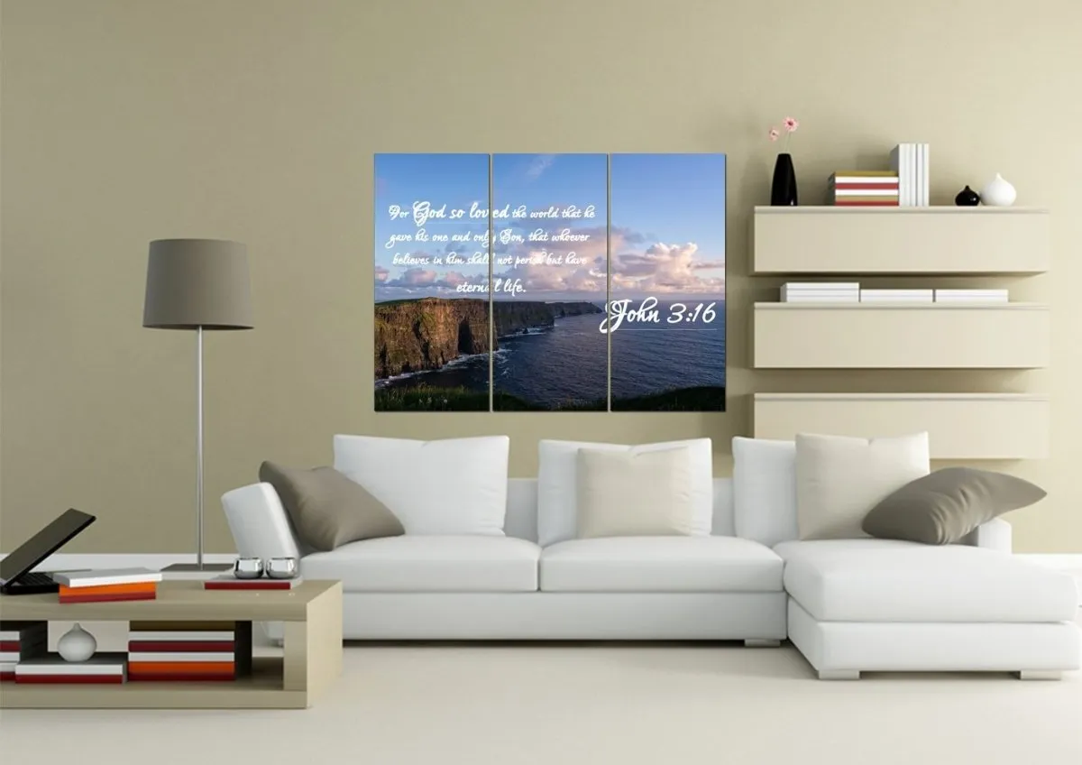 John 316 Niv #12 Bible Verse Canvas Wall Art - Christian Canvas Wall Art