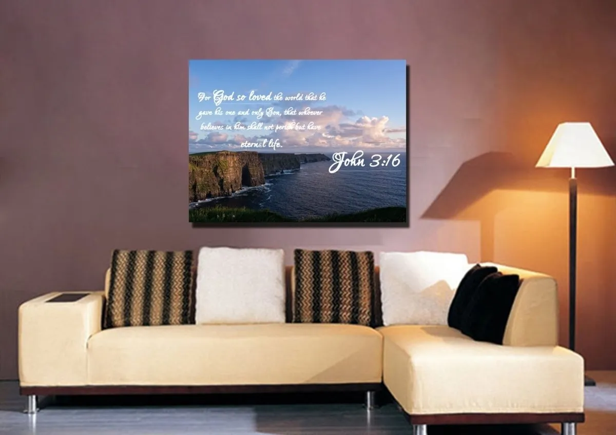 John 316 Niv #12 Bible Verse Canvas Wall Art - Christian Canvas Wall Art