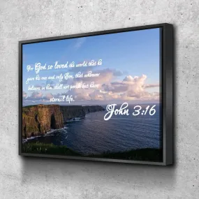 John 316 Niv #12 Bible Verse Canvas Wall Art - Christian Canvas Wall Art