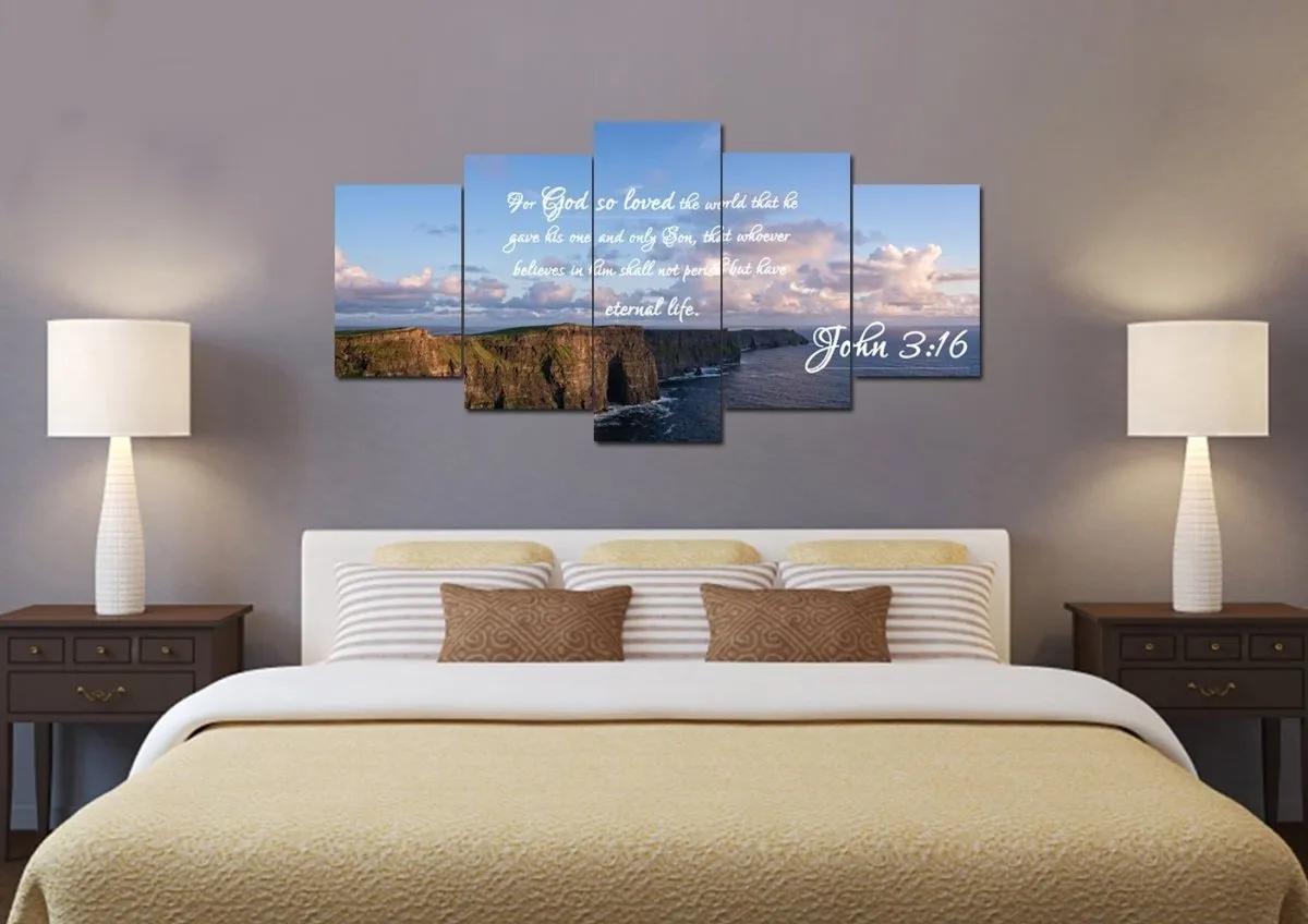 John 316 Niv #12 Bible Verse Canvas Wall Art - Christian Canvas Wall Art