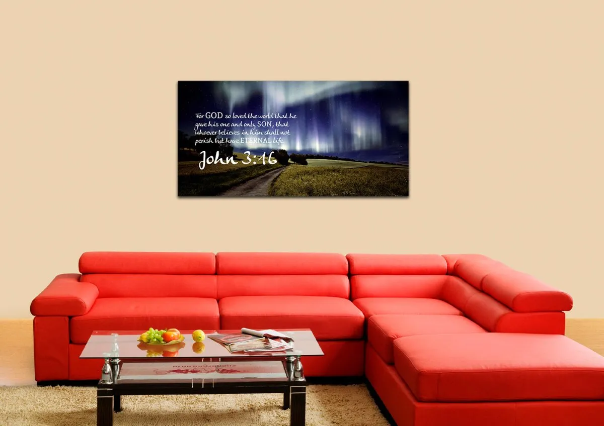 John 316 Niv #13 Bible Verse Canvas Wall Art - Christian Canvas Wall Art