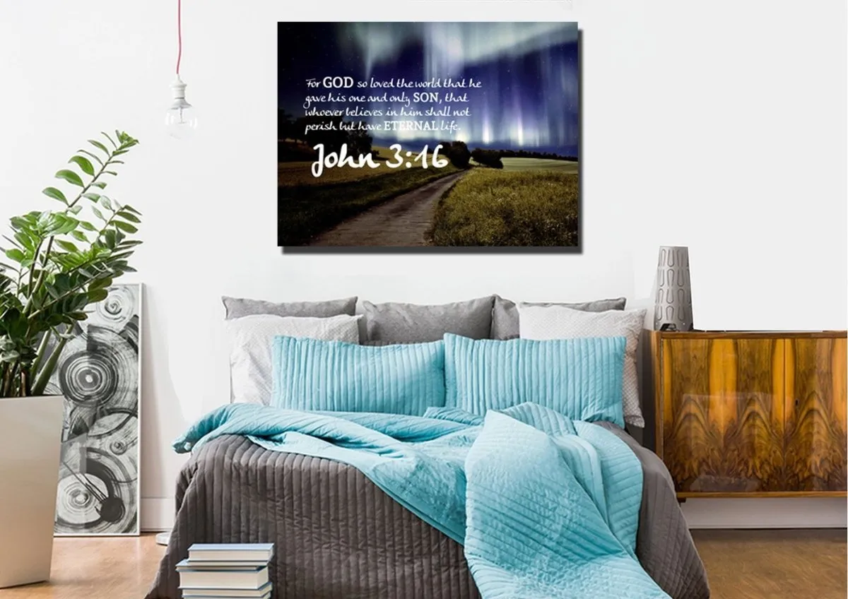 John 316 Niv #13 Bible Verse Canvas Wall Art - Christian Canvas Wall Art