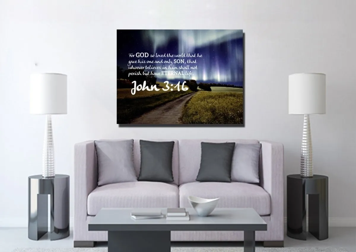 John 316 Niv #13 Bible Verse Canvas Wall Art - Christian Canvas Wall Art