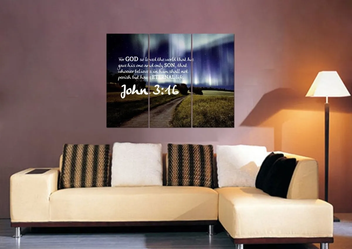 John 316 Niv #13 Bible Verse Canvas Wall Art - Christian Canvas Wall Art