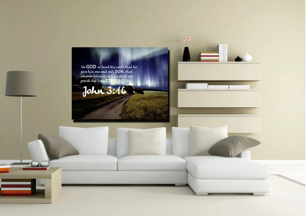 John 316 Niv #13 Bible Verse Canvas Wall Art - Christian Canvas Wall Art