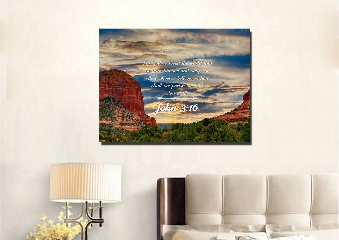John 316 Niv #21 Bible Verse Canvas Wall Art - Christian Canvas Wall Art