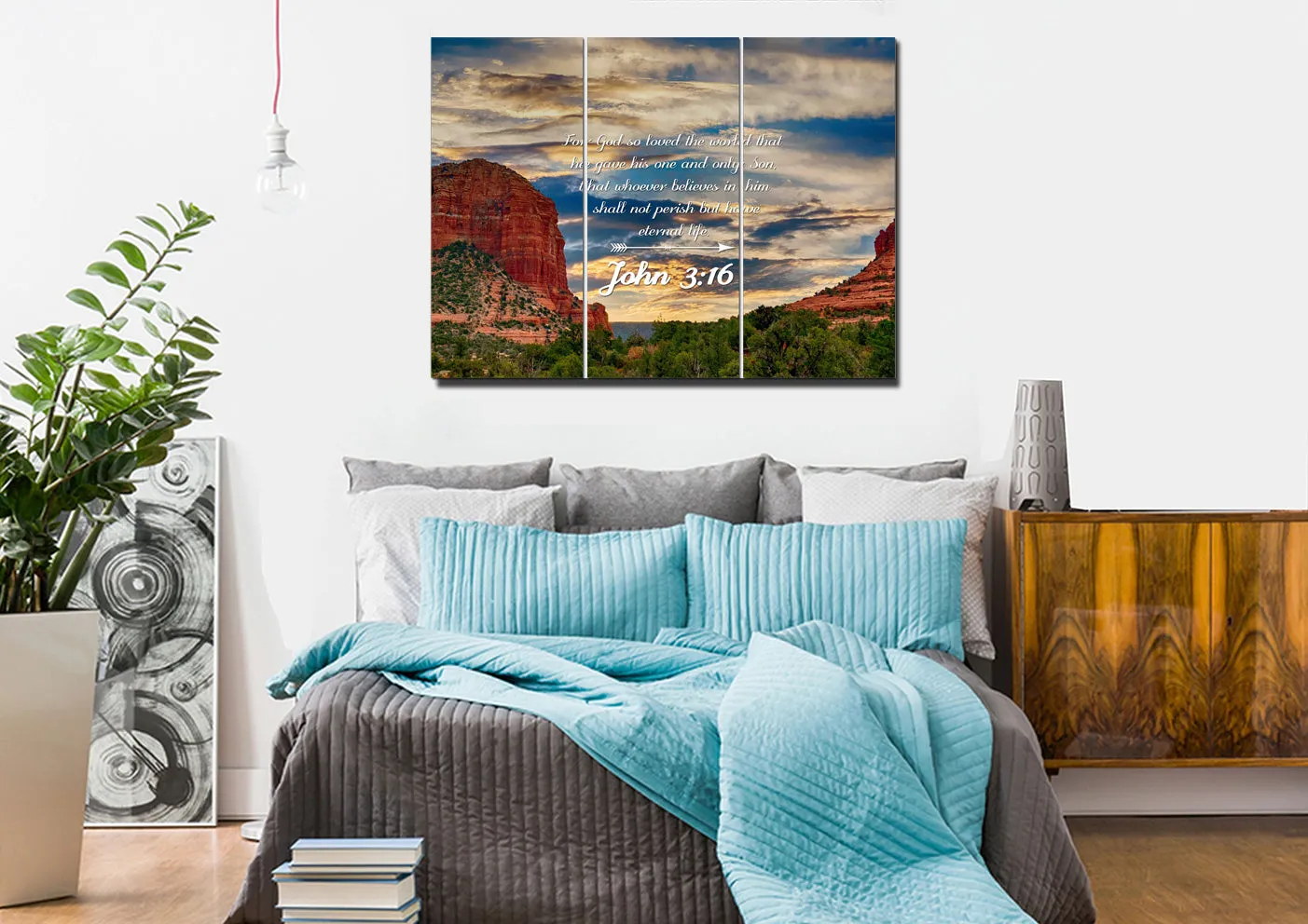 John 316 Niv #21 Bible Verse Canvas Wall Art - Christian Canvas Wall Art