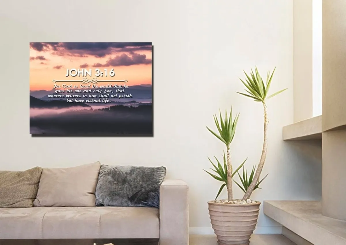 John 316 Niv #25 Bible Verse Canvas Wall Art - Christian Canvas Wall Art