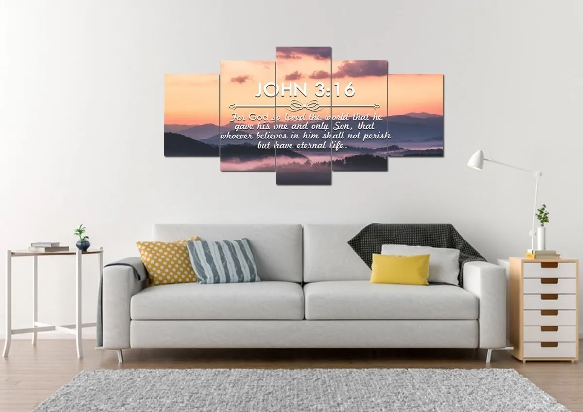John 316 Niv #25 Bible Verse Canvas Wall Art - Christian Canvas Wall Art