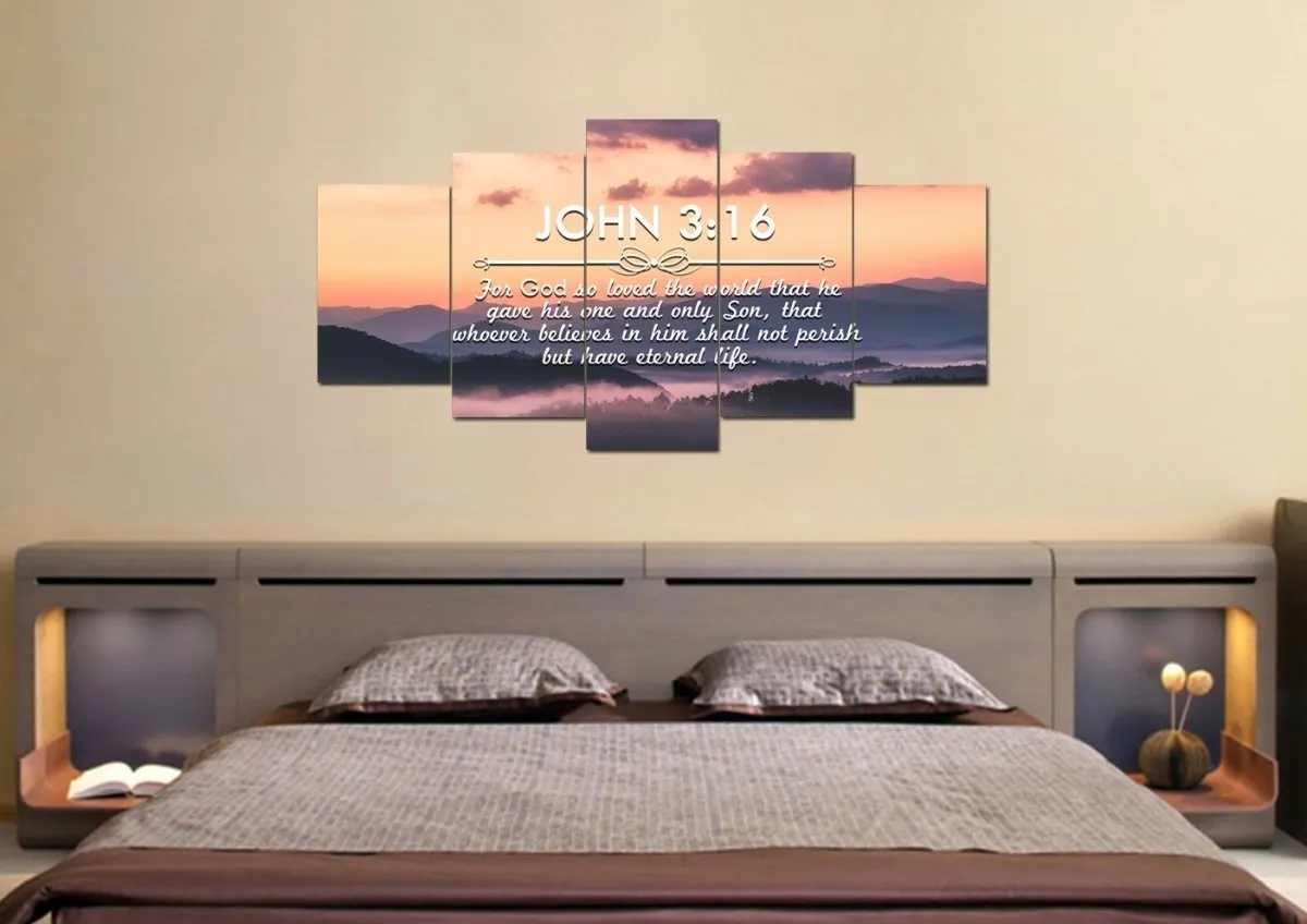 John 316 Niv #25 Bible Verse Canvas Wall Art - Christian Canvas Wall Art