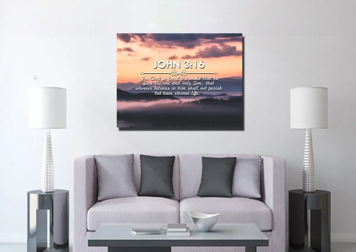 John 316 Niv #25 Bible Verse Canvas Wall Art - Christian Canvas Wall Art