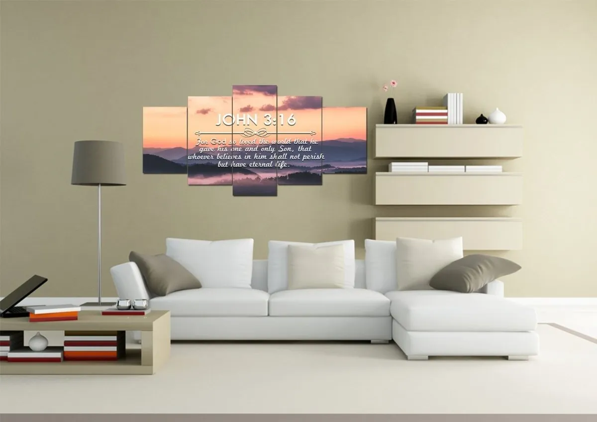 John 316 Niv #25 Bible Verse Canvas Wall Art - Christian Canvas Wall Art