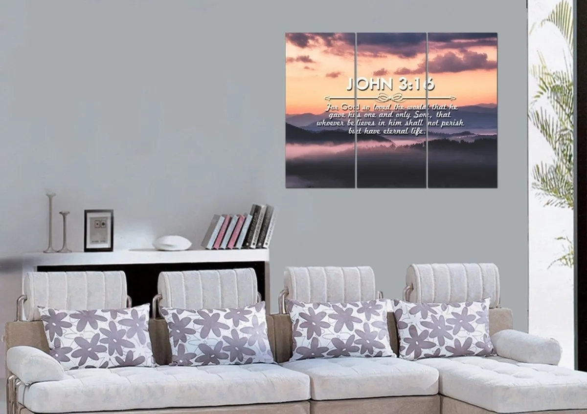 John 316 Niv #25 Bible Verse Canvas Wall Art - Christian Canvas Wall Art