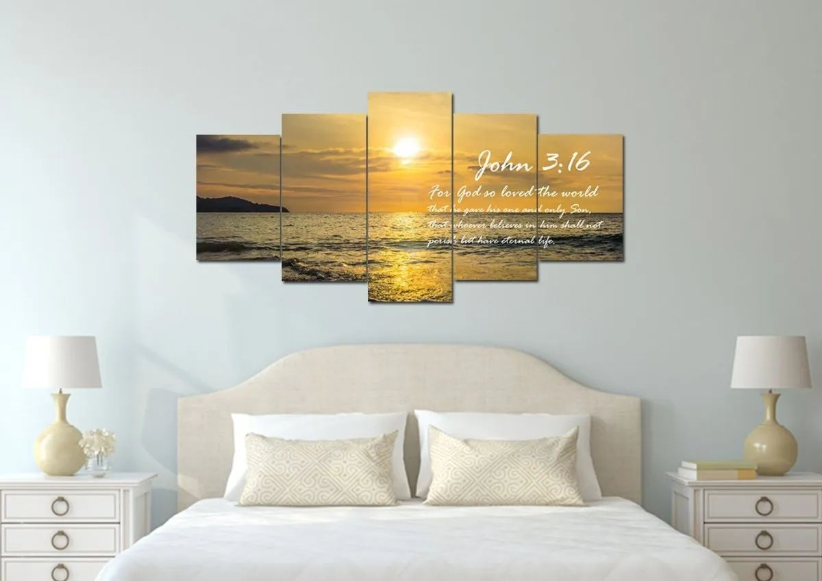 John 316 Niv #3 Bible Verse Canvas Wall Art - Christian Canvas Wall Art