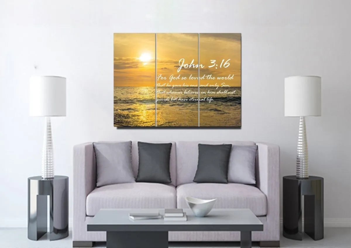 John 316 Niv #3 Bible Verse Canvas Wall Art - Christian Canvas Wall Art
