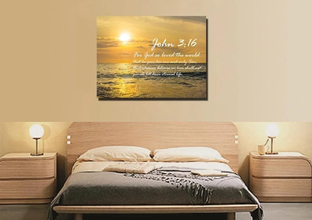 John 316 Niv #3 Bible Verse Canvas Wall Art - Christian Canvas Wall Art