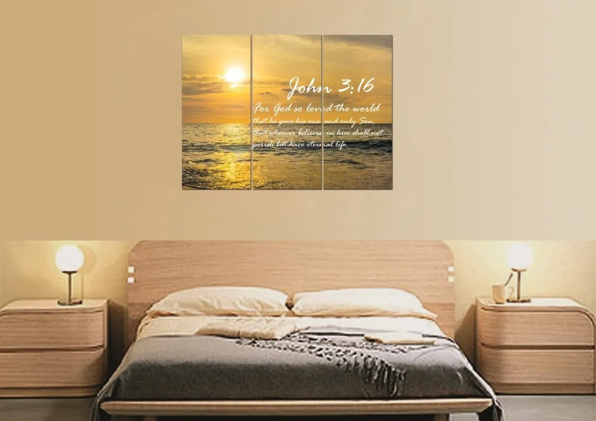 John 316 Niv #3 Bible Verse Canvas Wall Art - Christian Canvas Wall Art