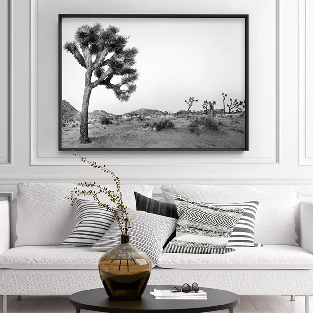 Joshua Tree Desert Landscape Black and White - Art Print
