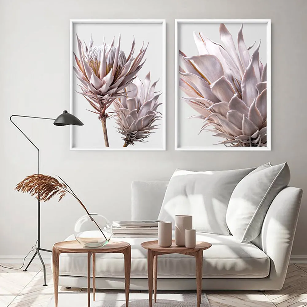 King Protea Duo in Blush - Art Print