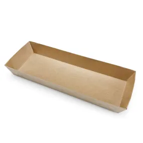 Kraft Greaseproof Paper Takeout Sushi Tray 8.5" x 3" (400/case) - No Lids