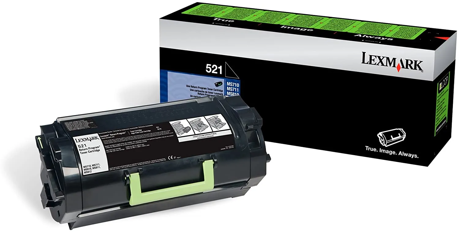 Lexmark 521 Return Program Toner Cartridge, 6000 Pages Yield, Black - 52D1000