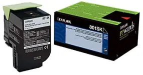 Lexmark 801SK Black Standard Yield Return Program Toner Cartridge, 2500 Pages Yield - 80C1SK0