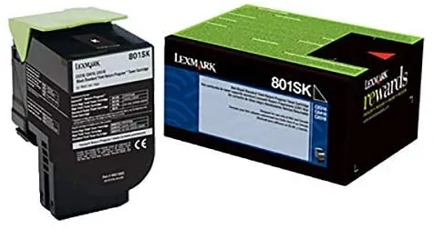 Lexmark 801SK Black Standard Yield Return Program Toner Cartridge, 2500 Pages Yield - 80C1SK0