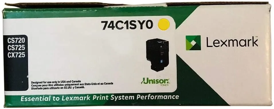 Lexmark CS/CX Yellow Standard Yield Return Program Toner Cartridge, 7000 Pages Yield - 74C1SY0