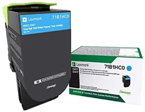 Lexmark Cyan High Yield Return Program Toner Cartridge, 3500 Pages Yield - 71B1HC0