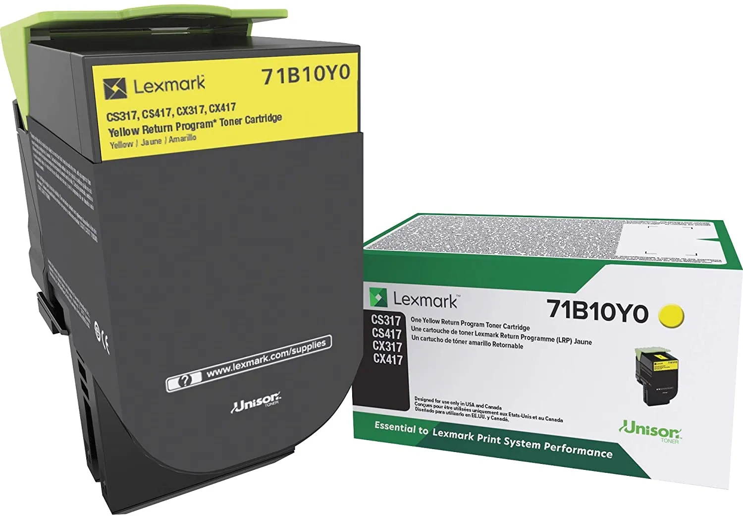 Lexmark Yellow Return Program Toner Cartridge, 2300 Pages Yield - 71B10Y0