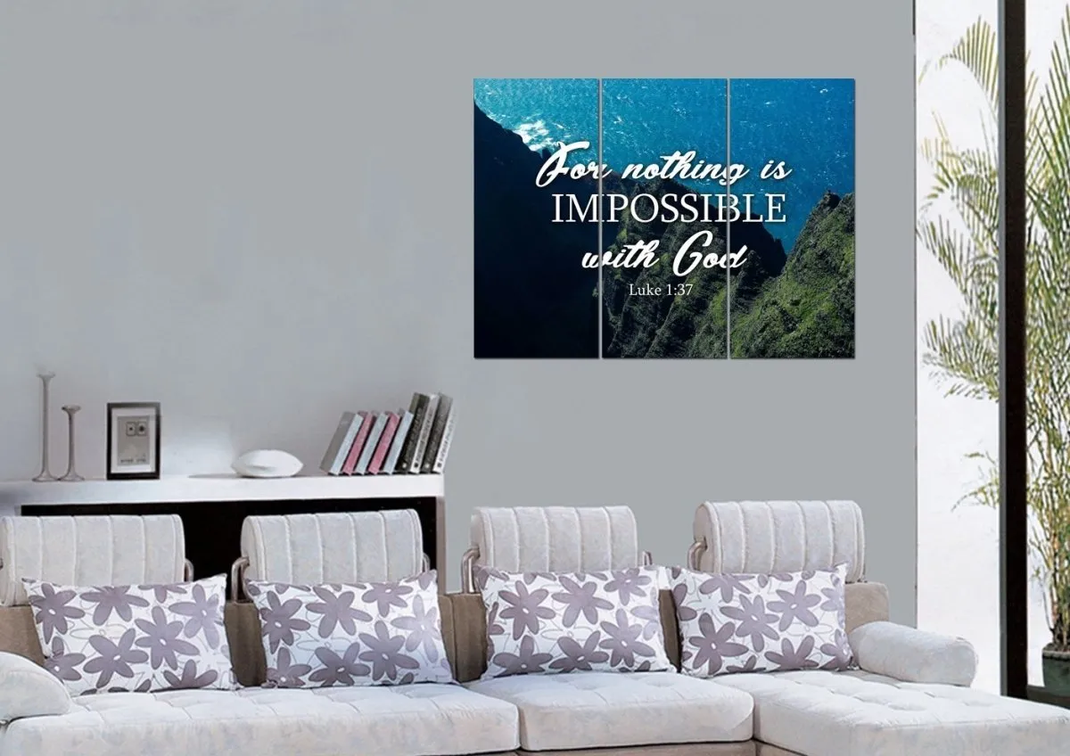 Luke 137 For Nothing Is Impossible With God Canvas Wall Art Print - Christian Canvas Wall Art