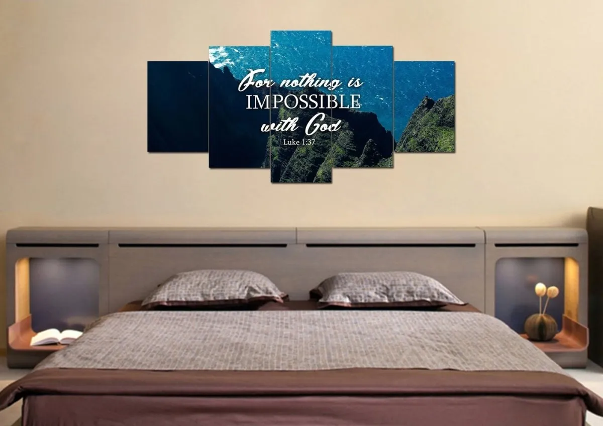 Luke 137 For Nothing Is Impossible With God Canvas Wall Art Print - Christian Canvas Wall Art