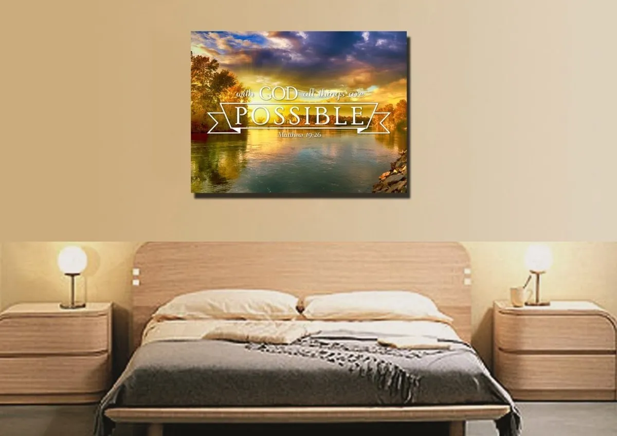 Matthew 1926 #2 With God All Things Are Possible Canvas Wall Art Print - Christian Canvas Wall Art