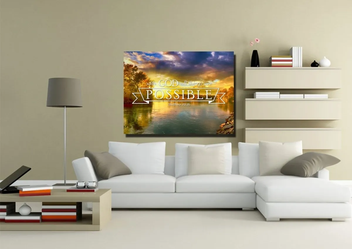 Matthew 1926 #2 With God All Things Are Possible Canvas Wall Art Print - Christian Canvas Wall Art