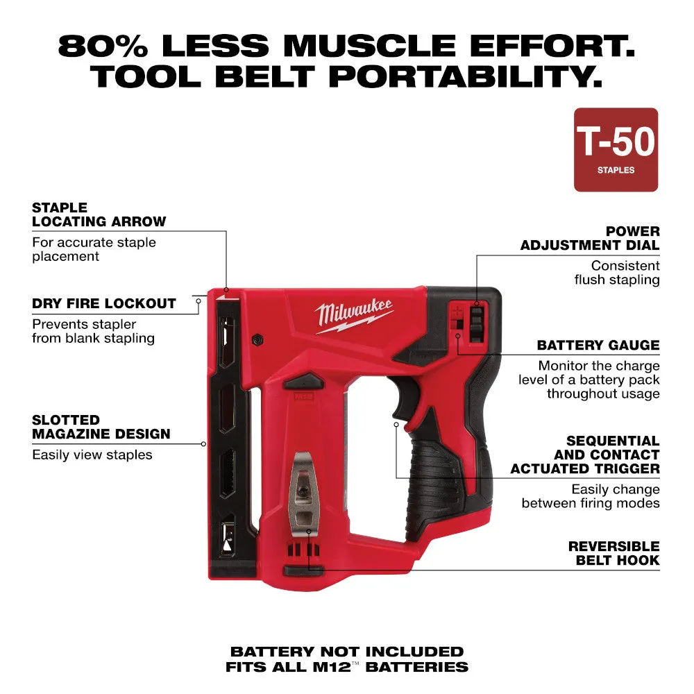 Milwaukee 2447-20x2BSK M12 12V 3/8" Crown Stapler w/ 4AH and 2AH Starter Kit