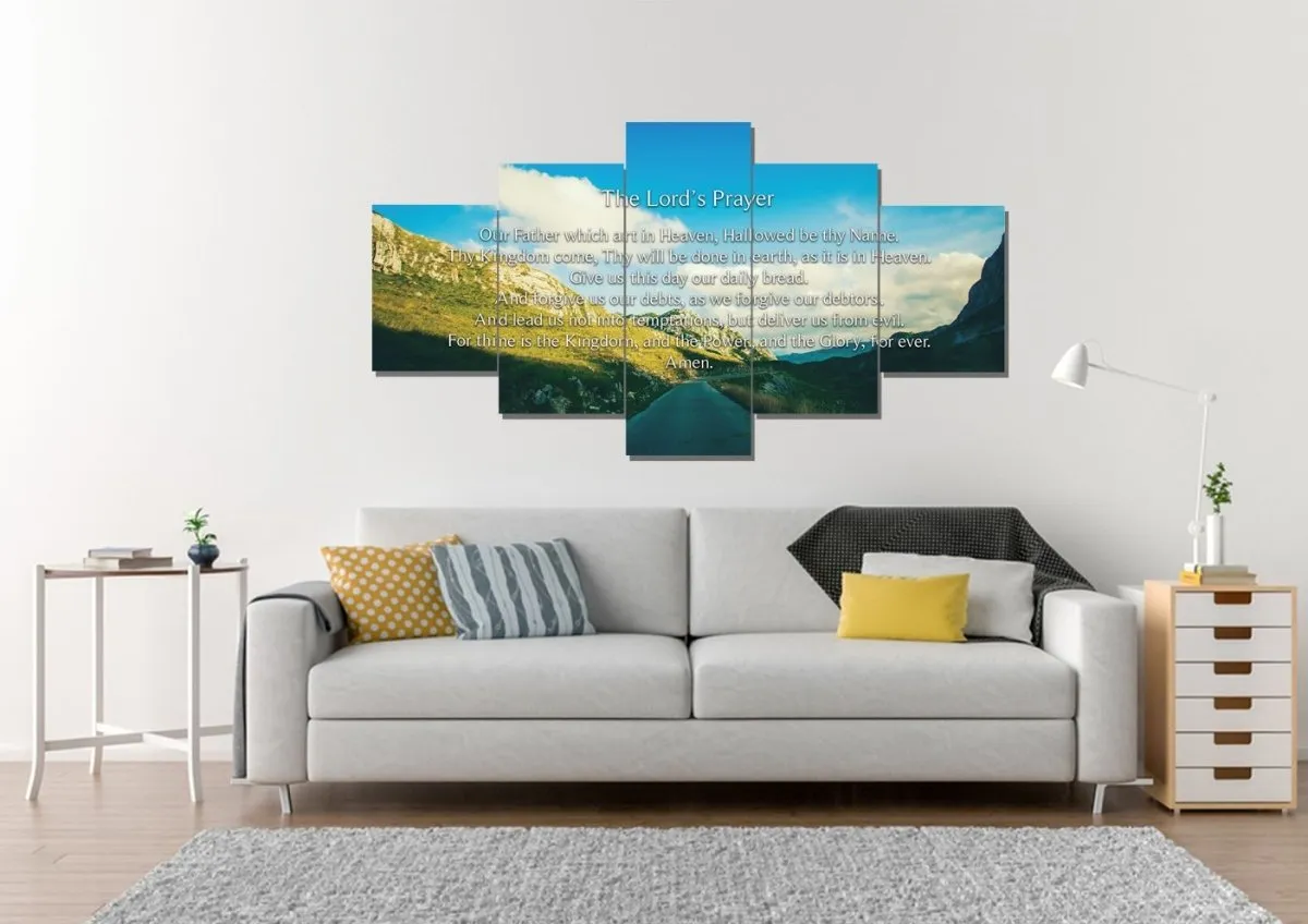 Mountain Roads & The Lords Prayer Wall Art - Christian Canvas Wall Art