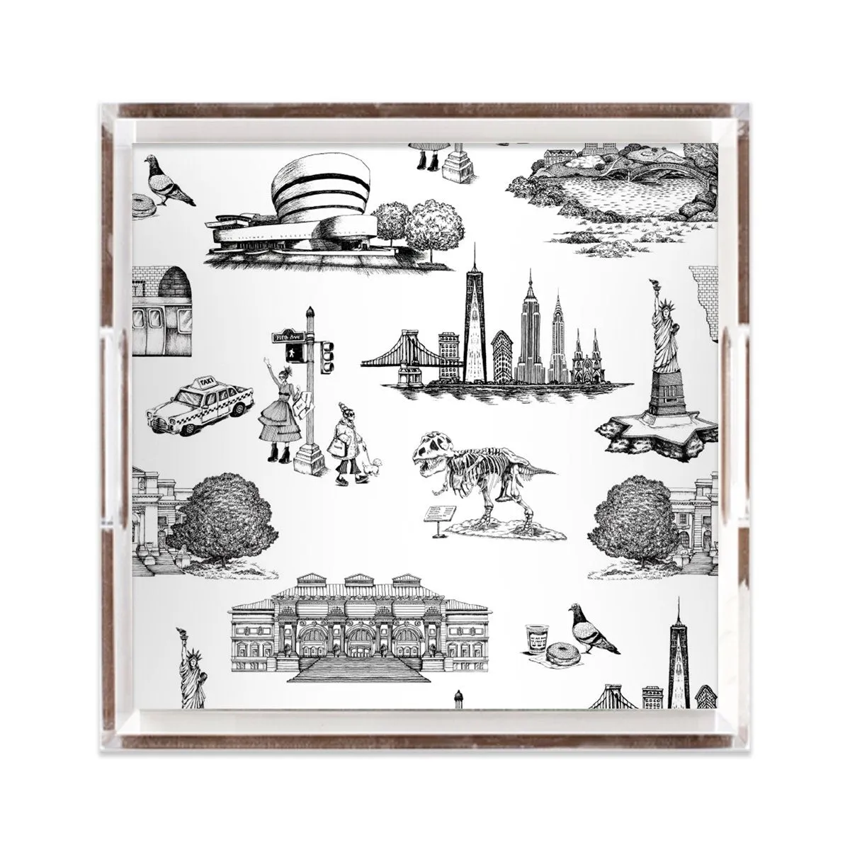 New York Toile Lucite Tray 12x12