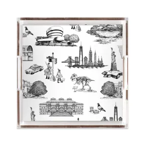 New York Toile Lucite Tray 12x12