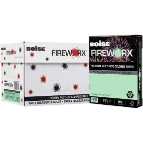 (Open Ream) Boise FIREWORX Multipurpose Paper, 24 lbs, 8.5" x 11", Popper-Mint Green (Case or Ream)